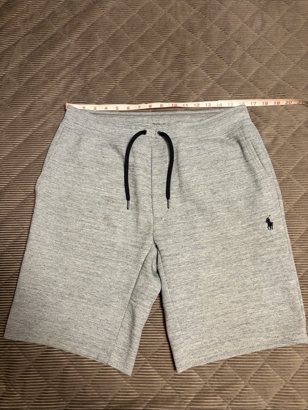 Polo by Ralph Lauren Light Gray Knit Athletic Shorts with Black Drawstring